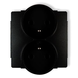 12DGPR-2Z DECO Mechanizm gniazda podwójnego do ramki z uziemieniem 2x2P+Z czarny mat bez ramki; przesłony torów prądowyc