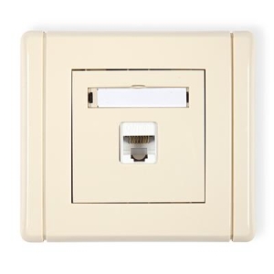 1FGK-1E FLEXI Gniazdo komputerowe pojedyncze 1xRJ45, kat. 5e, ekranowane, 8-stykowe beżowy z ramką IP 20