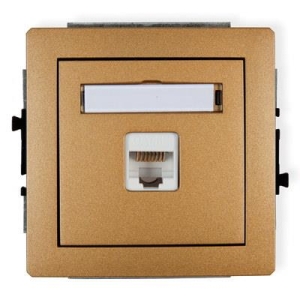 8DGK-1E DECO Mechanizm gniazda komputerowego pojedynczego 1xRJ45, kat. 5e, ekranowane, 8-stykowy złoty metalik bez ramki