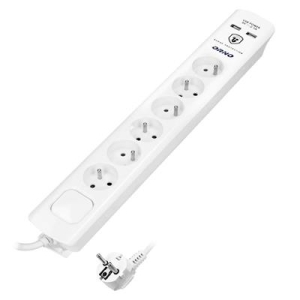 ORNO Listwa przeciwprzepięciowa 6x2P+Z,2xUSB,3x1,3-11132