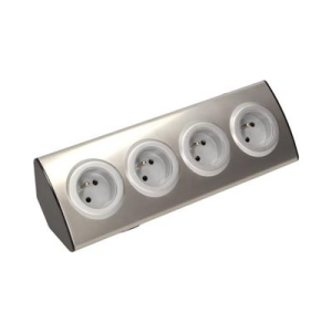 Gniazdo meblowe kuchenne 4x2P+Z, montaż na rzepy, INOX-12650