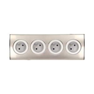 Gniazdo meblowe kuchenne 4x2P+Z, montaż na rzepy, INOX-12651