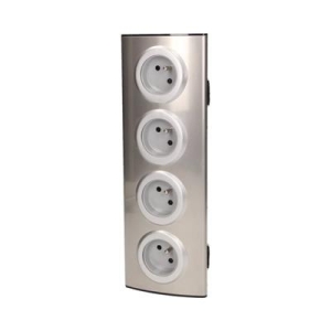 Gniazdo meblowe kuchenne 4x2P+Z, montaż na rzepy, INOX-12652