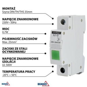 LAMPKA SYGNALIZACYJNA LED SL7 ZIELONA SCHELINGER-13276