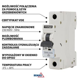 WYŁĄCZNIK NADPRĄDOWY 6KA 1P B 40A SCHELINGER