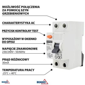 WYŁĄCZNIK RÓŻNICOWOPRĄDOWY AC 2P 40A 30mA SCHELING-14089