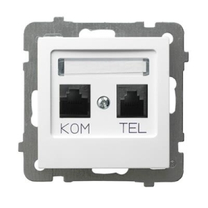 AS Gniazdo komputerowo-telefoniczne biale