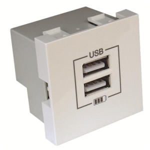 QUADRO45 Gniazdo USB podwójne białe-8188